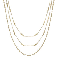 Gold Thin Chain with Triple Dot Beaded Layered 16"-18" Necklace