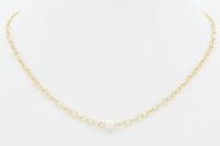 Small Gold Link Chain with Freshwater Pearl 16"-18" Necklace