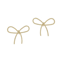 Gold Braided Textured Bow Stud Earring