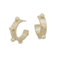 Thick Gold 1.25" Hoop Earring with Gold Beaded Studs