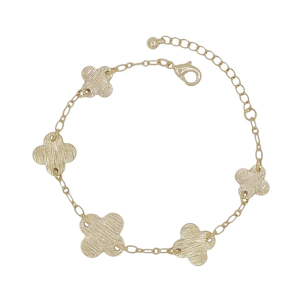 Worn Gold Chain with Clovers 7.5"-8" Clasp Bracelet