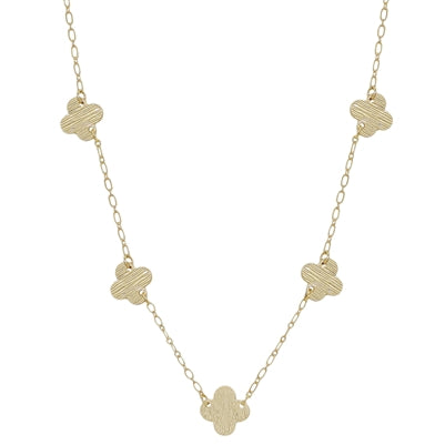 Worn Gold Clover on Gold Chain 16"-18" Necklace