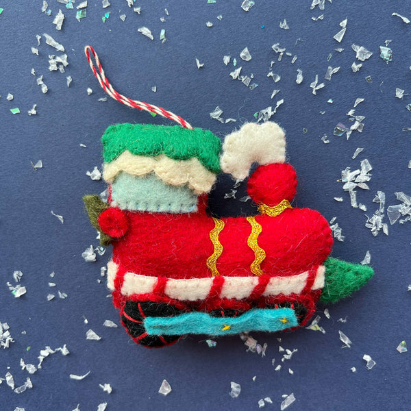 Christmas Steam Train Felt Wool Ornament