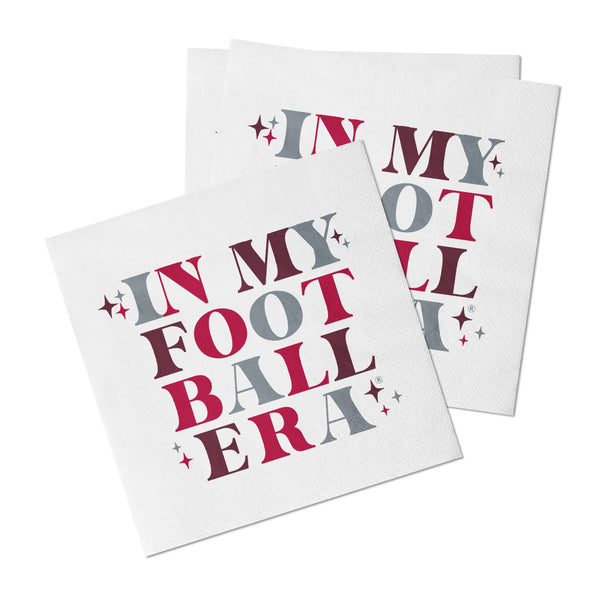 "In My Football Era" crimson and grey napkin pack