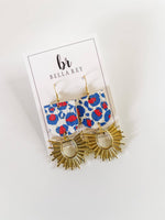 The Della leather earring {blue & red}