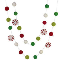 Peppermint Felt Ball Christmas Garland Decor- Red & Greens