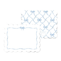 Scalloped Blue Bows Notecard/Stationery Set
