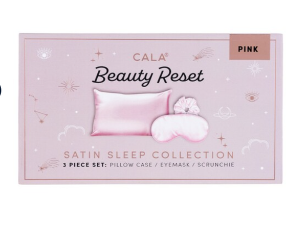 CALA Satin Pillow Case Eyemask Scrunchie Sleep 3 Piece Set
